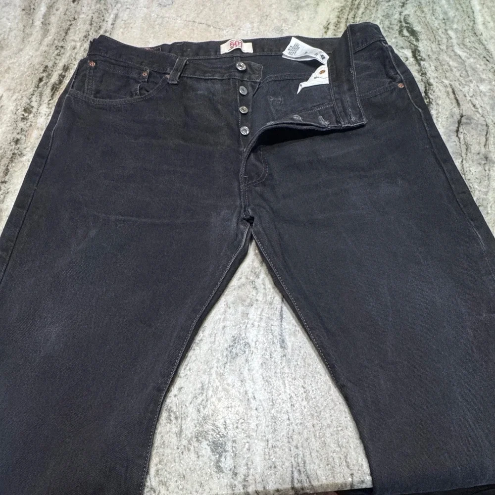 Levi's 501 Jeans Mens 38x30 Original Straight Leg Button Fly Black Denim
